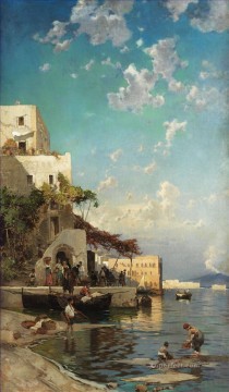 abendliches treffen der fischer Hermann David Salomon Corrodi orientalist scenery Oil Paintings